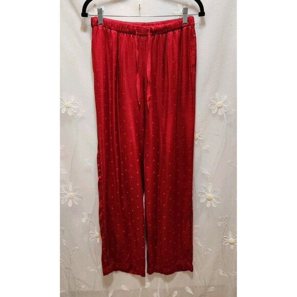 Victoria Secret XS Red Pants SleepWear Smooth Soft Polka Dot Silky Vivid Scarlet - Picture 1 of 16